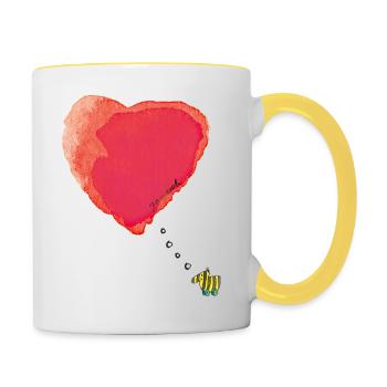 Janosch Tigerente Hat Nur Liebe Im Sinn - Tasse zweifarbig - Weiß/Gelb - Rechts
