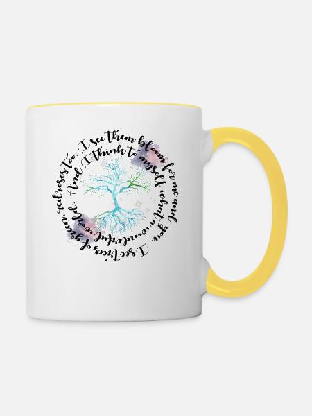 Hippie-Baum - Tasse zweifarbig - Weiß/Gelb