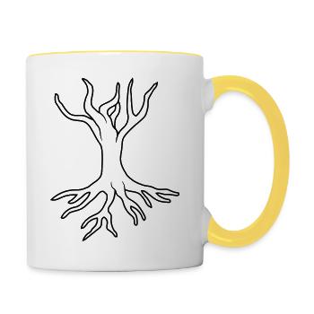 Wurzel Baum Design - Tasse zweifarbig - Weiß/Gelb - Rechts