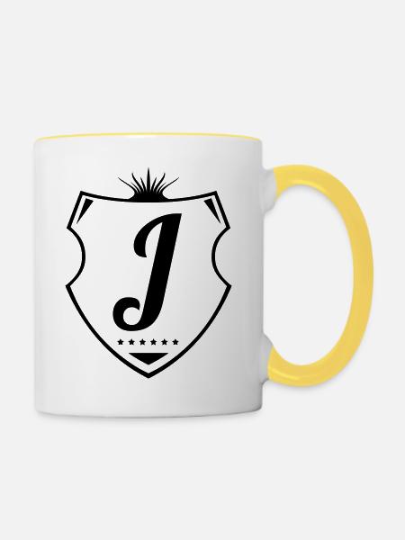 j letter - Tasse zweifarbig - Weiß/Gelb