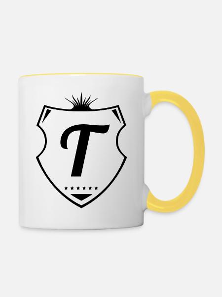 t letter - Tasse zweifarbig - Weiß/Gelb