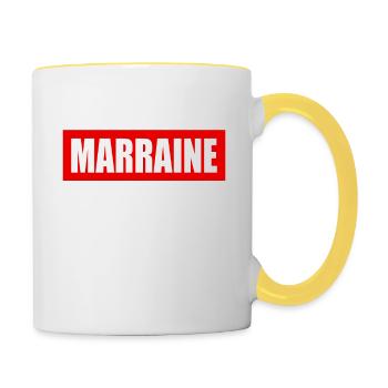 quand on a une marraine comme la mienne - Mug contrasté - blanc/jaune - Droite