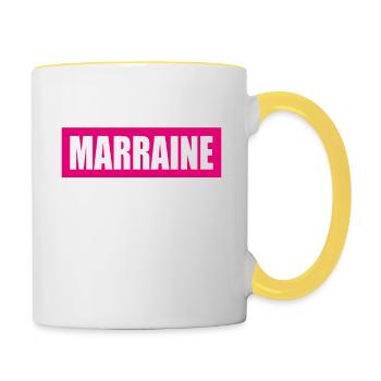 quand on a une marraine comme la mienne - Mug contrasté - blanc/jaune - Droite