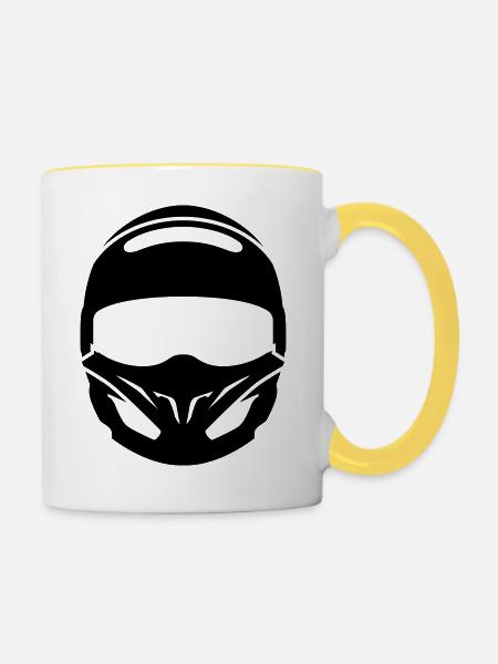 Helm - Tasse zweifarbig - Weiß/Gelb