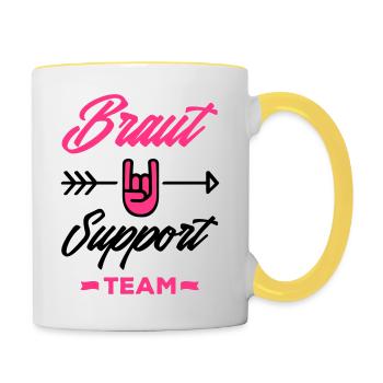 braut support team - Tasse zweifarbig - Weiß/Gelb - Rechts