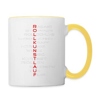 rollkunstlauf Schrift - Tasse zweifarbig - Weiß/Gelb - Rechts