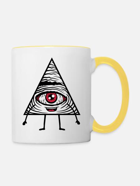 Comic Figur Auge - Tasse zweifarbig - Weiß/Gelb