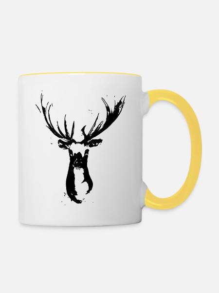 Roe deer design - Contrasting Mug - white/yellow