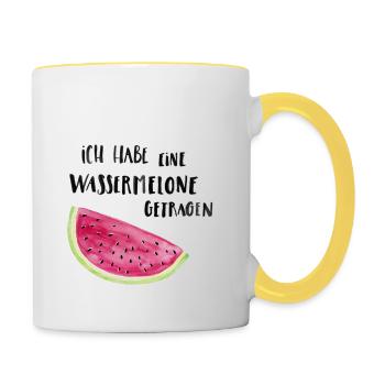 Ich habe eine Wassermelone getragen Dunkel - Tasse zweifarbig - Weiß/Gelb - Rechts
