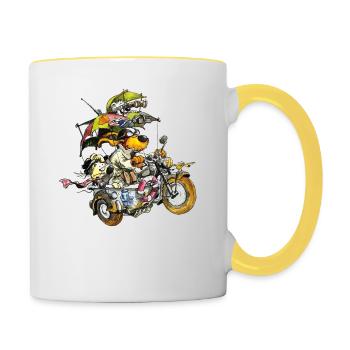Geheimagent Morris und sein Team im Einsatz - Tasse zweifarbig - Weiß/Gelb - Rechts