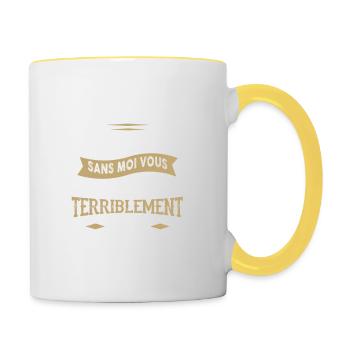 On ne va pas se mentir - Mug contrasté - blanc/jaune - Droite