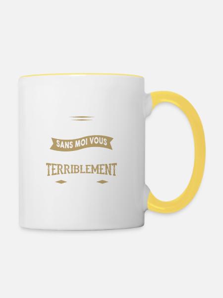 On ne va pas se mentir - Mug contrasté - blanc/jaune