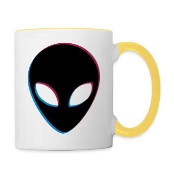Effet 3D extraterrestre - Mug contrasté - blanc/jaune - Droite