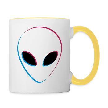Effet 3D extraterrestre - Mug contrasté - blanc/jaune - Droite