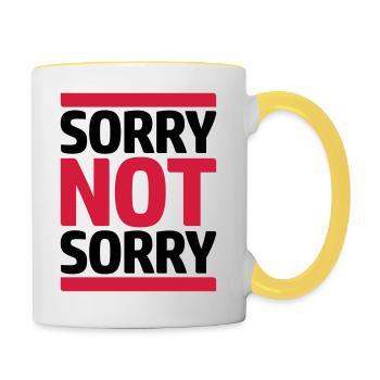 Quote Sorry Not - Contrasting Mug - white/yellow - Right