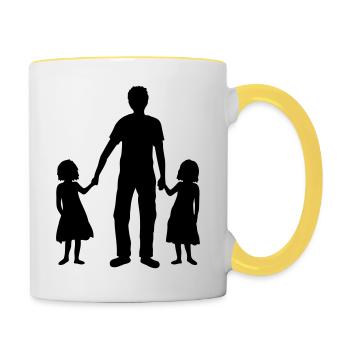 Father 2 daughters - Contrasting Mug - white/yellow - Right
