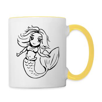 little ink mermaid - Contrasting Mug - white/yellow - Right