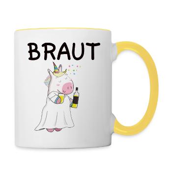 Braut - Tasse zweifarbig - Weiß/Gelb - Rechts