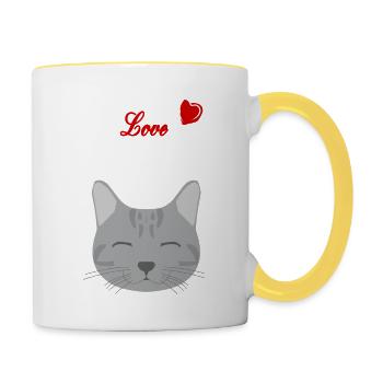 All you need is Love and a British Shorthair I BKH - Tasse zweifarbig - Weiß/Gelb - Rechts