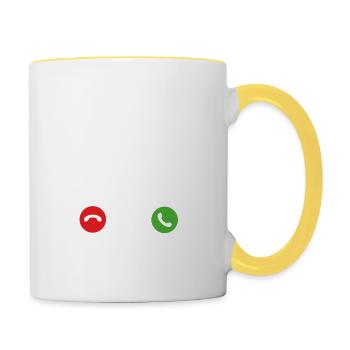 die alpakas rufen ... ich muss weg - Tasse zweifarbig - Weiß/Gelb - Rechts