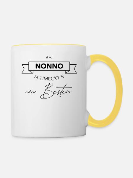 Bei Opa schmeckt's am Besten Italienisch - Tasse zweifarbig - Weiß/Gelb