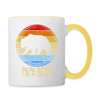 Proud Happy Dad Bear Dad Funny - Contrasting Mug - white/yellow - Right