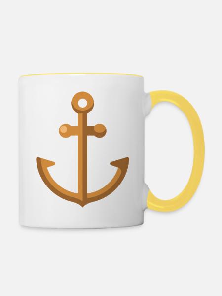 Anker - Tasse zweifarbig - Weiß/Gelb