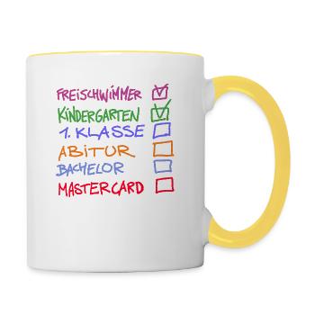 Erste Klasse - Tasse zweifarbig - Weiß/Gelb - Rechts