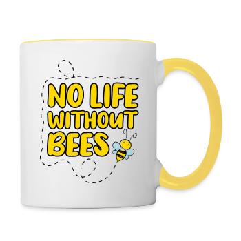 No Life Without Bees - Save the Bees - Mug contrasté - blanc/jaune - Droite