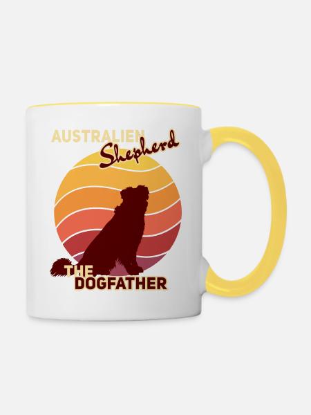 Australien Shepherd The Dogfather - Tasse zweifarbig - Weiß/Gelb
