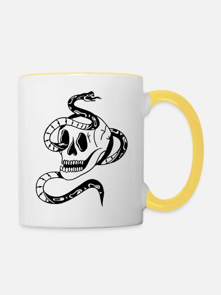 SCHÄDEL - Tasse zweifarbig - Weiß/Gelb