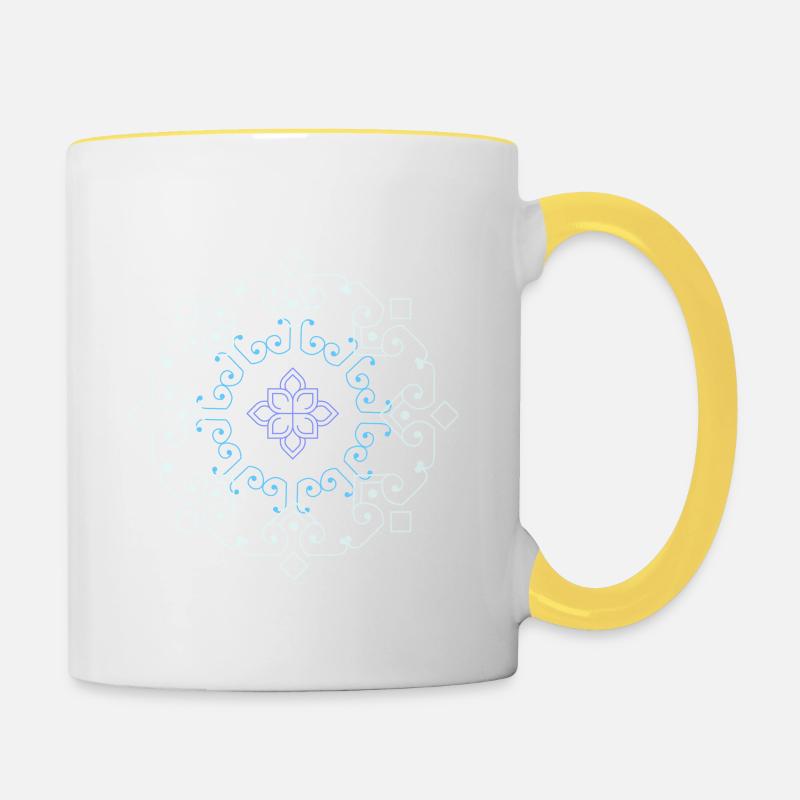 mandala bouddhisme spiritualité - Mug contrasté - blanc/jaune