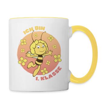 Biene Maja Ich bin 1. Klasse - Tasse zweifarbig - Weiß/Gelb - Rechts