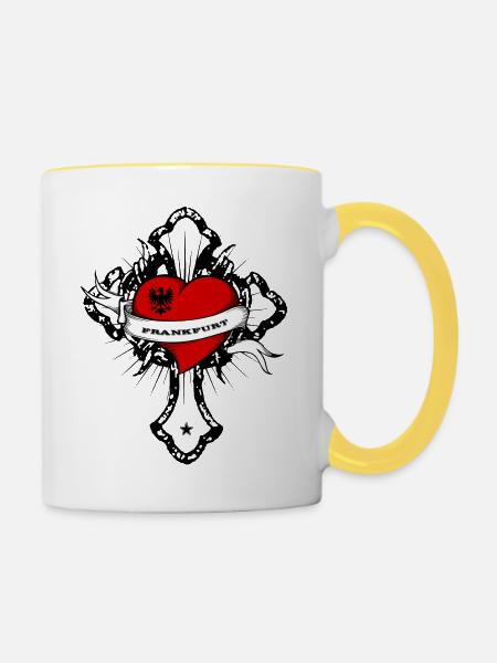 Frankfurt - Tasse zweifarbig - Weiß/Gelb