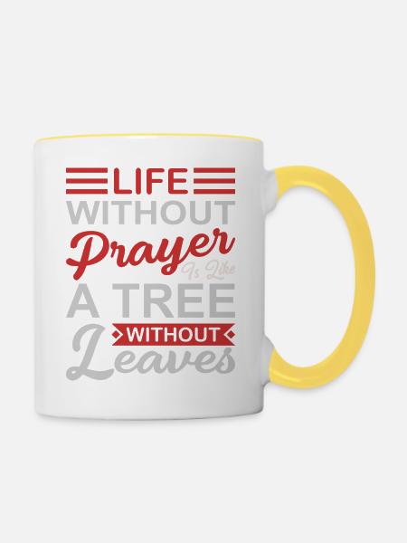 Christliche Sprüche - Tasse zweifarbig - Weiß/Gelb