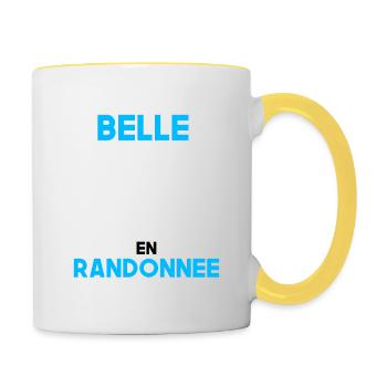 La Vie est plus belle en Randonnée humour cadeau - Mug contrasté - blanc/jaune - Droite