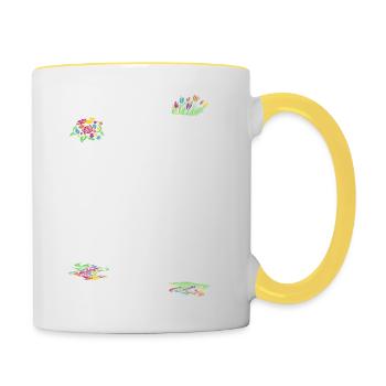 Bicycle with flowers Cyclist Cyclist - Contrasting Mug - white/yellow - Right