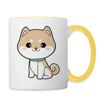Shiba Inu - Tasse zweifarbig - Weiß/Gelb - Rechts