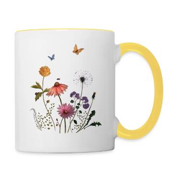Bunte Blumenwiese - Tasse zweifarbig - Weiß/Gelb - Rechts