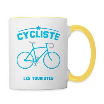 Cycliste Cadeau Humour Personnalisé - Mug contrasté - blanc/jaune - Droite