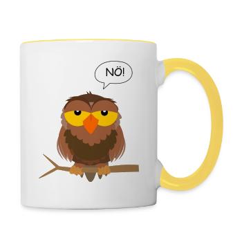 Owl Nö No Naysayer Kein Bock Faul listless - Contrasting Mug - white/yellow - Right