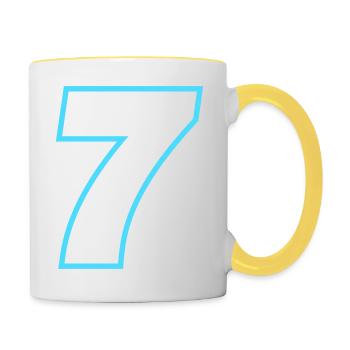 7 nombre symbole - Mug contrasté - blanc/jaune - Droite