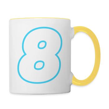 8 nombre symbole - Mug contrasté - blanc/jaune - Droite