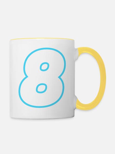 8 Zahl symbol - Tasse zweifarbig - Weiß/Gelb