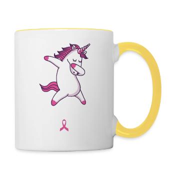 Niemand kämpft allein mit Brustkrebsbewusstsein - Tasse zweifarbig - Weiß/Gelb - Rechts