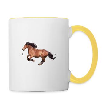 Schön Schöner Mein Kaltblut - Tasse zweifarbig - Weiß/Gelb - Rechts
