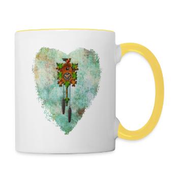 Love for the cuckoo clock - Contrasting Mug - white/yellow - Right