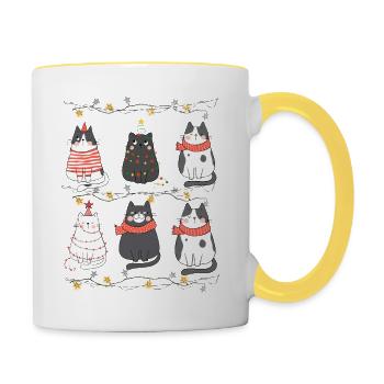 Cute Cats Xmas Kitten Christmas Outfit - Contrasting Mug - white/yellow - Right