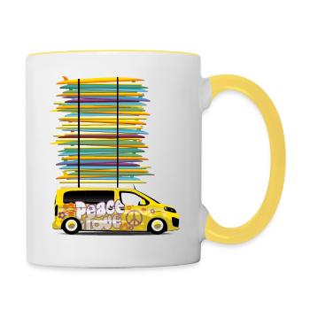 Peace Love Campster Van Cadeau - Mug contrasté - blanc/jaune - Droite