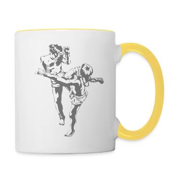 Boxing Fighting Muay Thai - Tasse zweifarbig - Weiß/Gelb - Rechts